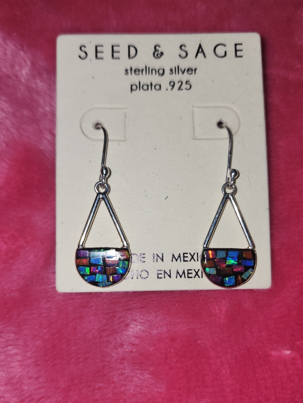 ✨️Seed & Sage Sterling Silver Multicolor Mosaic Drop Earrings/ Made In Mexico ✨️